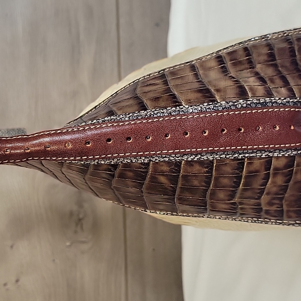 Brahmin  Color Block Croc Embossed Leather Hobo Shoulder Bag - Picture 7 of 14